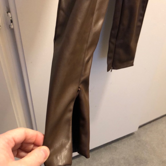 Bershka European soft brown leather pants - Picture 2 of 2